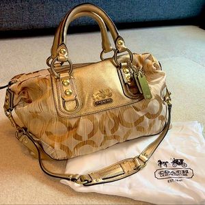 Coach | Large Gold Madison Sabrina Convertible Strap Purse Satchel Hobo | NWT
